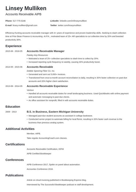 Accounts Receivable Resume Example Template Minimo Resume Examples