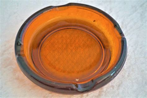 Vintage Heavy Amber Glass Cigar Ashtray Collectible Rare Find Etsy