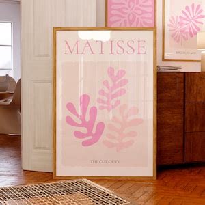 Pink Matisse Wall Art Matisse Cutouts Poster Abstract Leaves Etsy