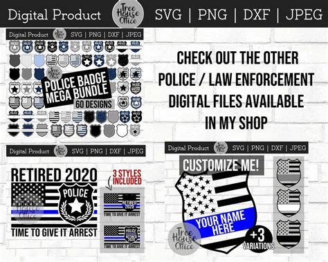 Police Badge Svg Dxf Png Customize Law Enforcement Symbol Etsy