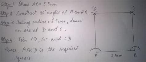 Construct A Square Each Of Whose Sides Measures 55 Cm