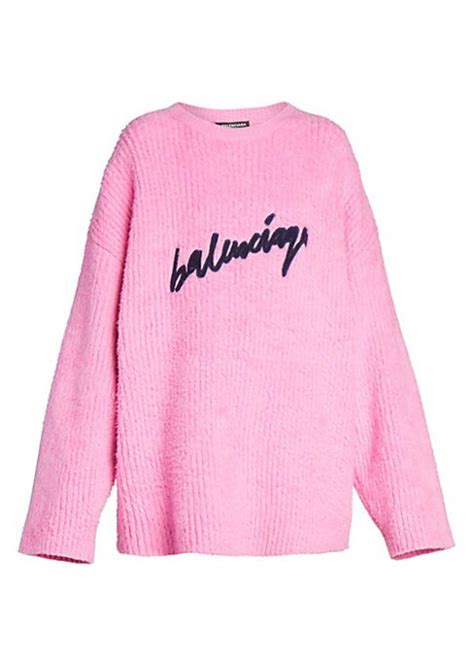 Buy Balenciaga Balenciaga Womens Oversized Logo Knit Crewneck Sweater