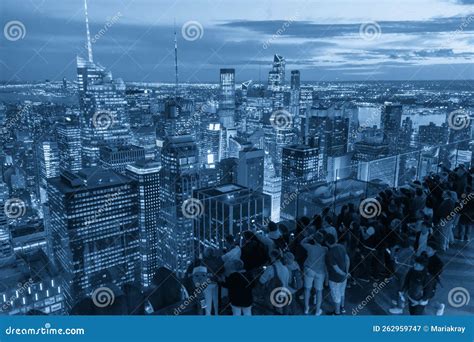 Aerial View of New York City at Night, Manhattan, USA Stock Image ...