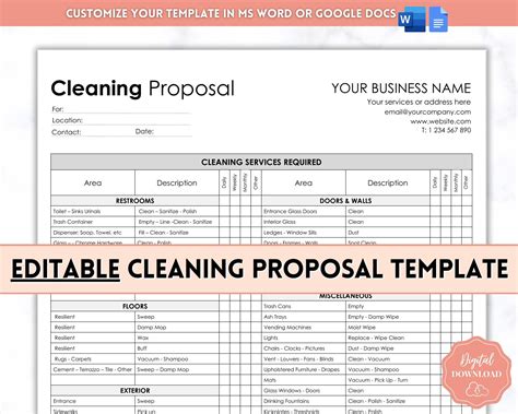 Cleaning Bid Template