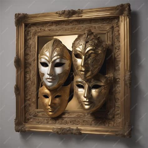 Premium Photo | Half masks on frame