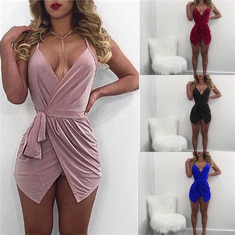 2017 Women Bodycon Sexy Club Party Spaghetti Strap Dress Asymmetrical