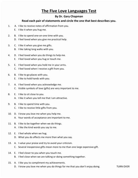 Love Languages At Work Quiz Printable