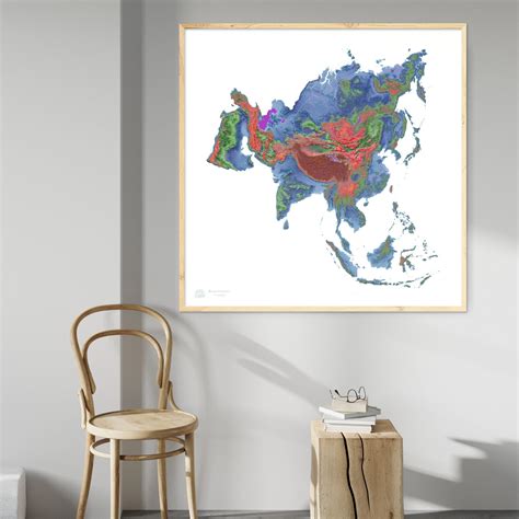 Asia - Elevation map, white - Fine Art Print – Grasshopper Geography