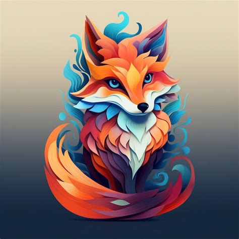 Premium AI Image | a drawing of a fox with a blue and white body and a ...