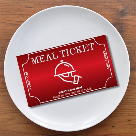 Editable Meal Ticket Template Food Ticket Printable Meal Ticket