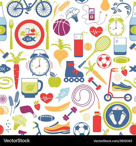 Colorful Healthy Lifestyle Themed Graphics Vector Image