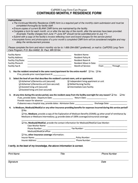 Calpers Continued Monthly Residence Form Fill Out Sign Online DocHub