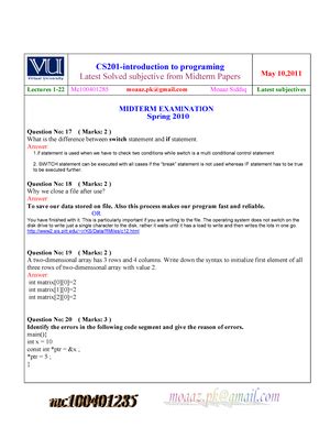 Cs Quiz File By Vu Topper Rm Cs Important Mcqs For Final