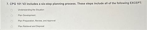 Solved CPG 101 V2 Includes A Six Step Planning Process Chegg