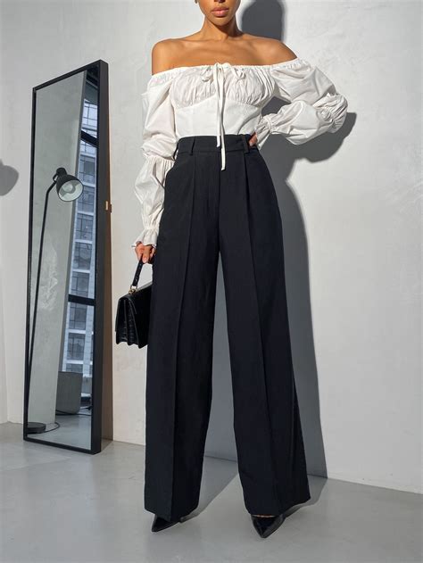 Black Palazzo Pants For Women Black High Waist Pants Black Etsy