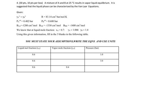 Solved 4. (30 pts, 10 pts per box) A mixture of A and B at | Chegg.com 