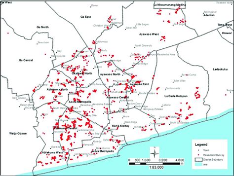 Map Of Greater Accra Metropolitan Area Gama With An Overlay Of The Download Scientific