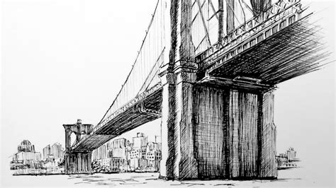 Brooklyn Bridge Sketch at PaintingValley.com | Explore collection of ...