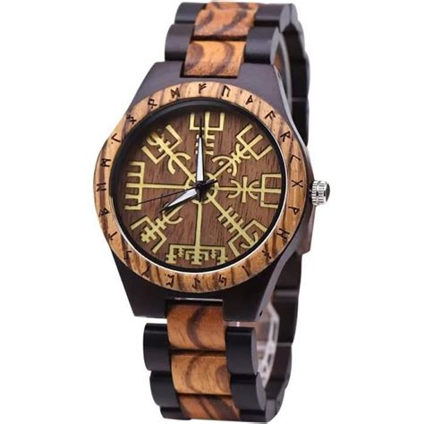 Montre En Bois De Bambou Viking Pour Hommes Rune Mythologie Nordique