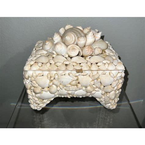 Vintage White Shell Covered Box | Chairish