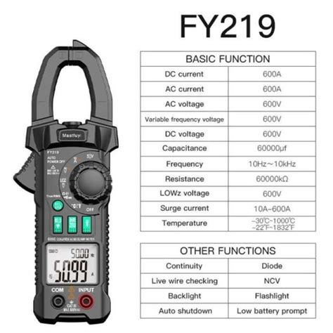 MGT13695 MULTIMETRE FUYI multimètre à pince numérique AC DC Pinza