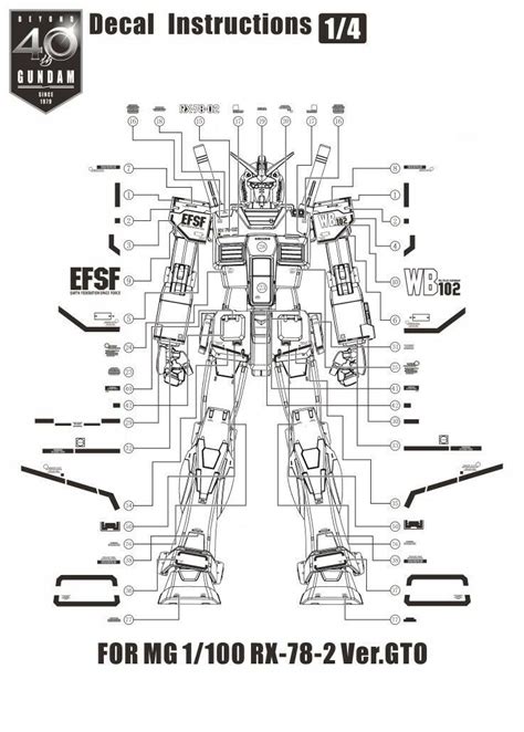 Decal Mg Rx 78 2 Gto Gundam Model 40th Anniversary E29 Usa Gundam Store