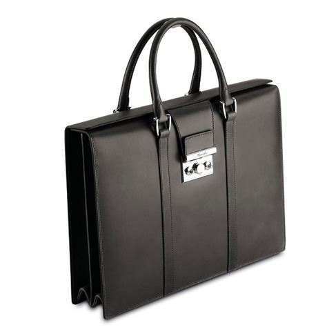 Pineider Power Elegance Women S Briefcase Black Leather 2 Handle