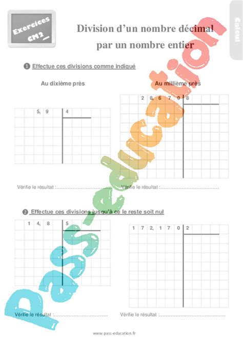 Division Dun Nombre D Cimal Par Un Entier Exercices R Visions