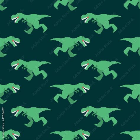 Dinosaur Tyrannosaurus Rex Pixel Art Pattern Seamless Pixelated T Rex