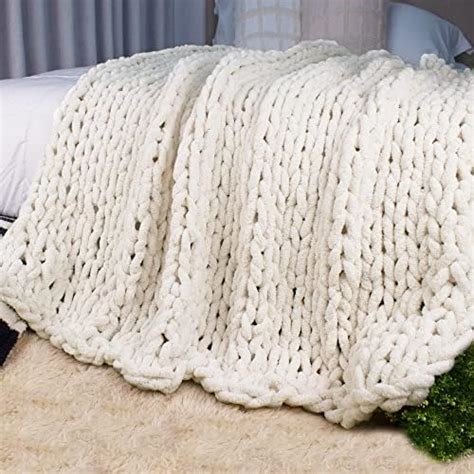 Chunky Hand Knitted Throw Blanket Soft And Warm Tightly