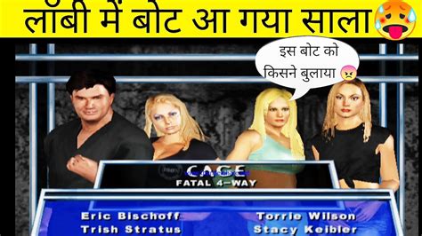 Eric Bischoff Vs Trish Stratus Vs Torrie Wilson Vs Stacy Keibler Cage