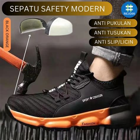 Jual Sepatu Safety Shoes Sneaker Proyek Pria Anti Paku Ujung Besi