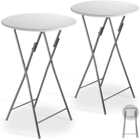 Casaria Set De Tables Hautes Pliables Blanc Cm M Tal D Cor En