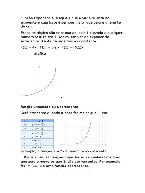 Assinale A Alternativa Que Apresenta Uma Função Exponencial Crescente - Função Exponencial: Crescente e Decrescente | PDF