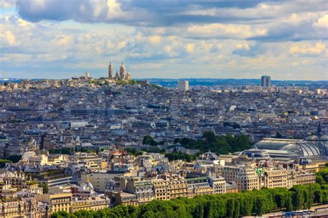 Ansicht Von Paris Dem H Gel Von Montmartre Und Sacre Coeur Basilika