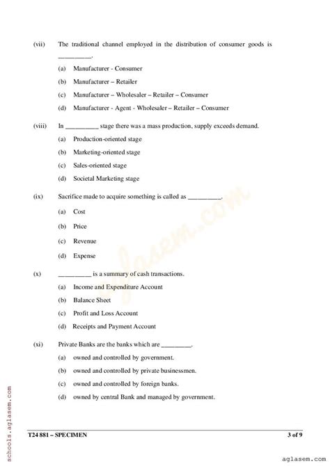 Icse Commercial Applications Specimen Paper 2024 Pdf Cisce Class 10