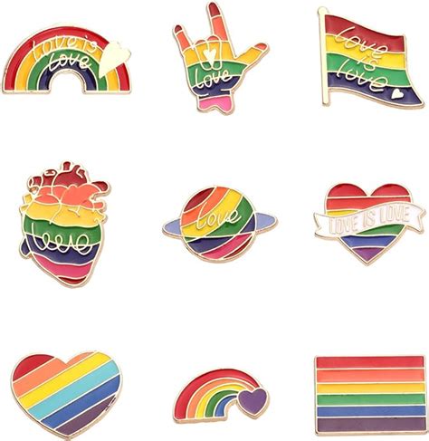 9pcs Progress Pride Pin Rainbow Pride Flag Badge Lesbian