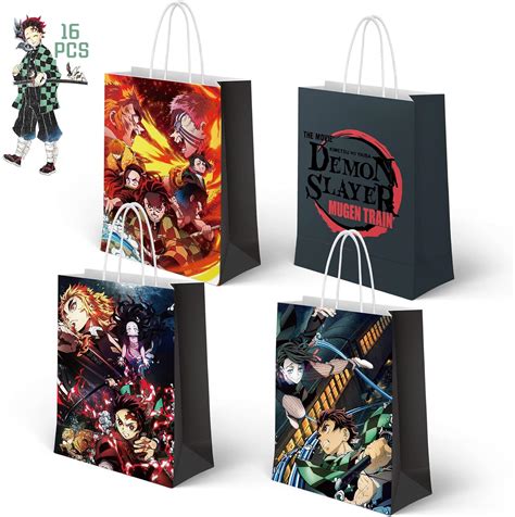 Pcs Demon Slayer Party Favor Bags Anime Fans Birthday Paper Gift