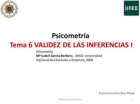 PDF Psicometría Tema 6 VALIDEZ DE LAS INFERENCIAS I Tema 6