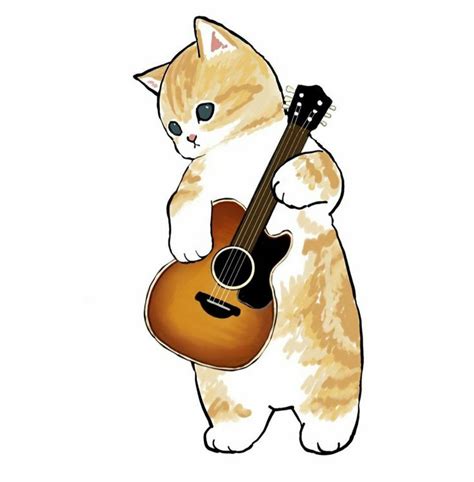 A Cat Holding A Guitar In Its Paws