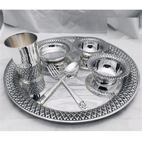 Buy Quality Pure Silver Dinner Set In Stylish Antique Po In