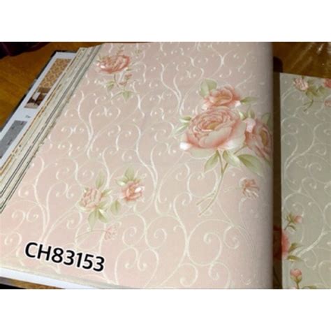 Jual Wallpaper Dinding Premium Bunga Shabby Pink Ungu Ulir Shopee