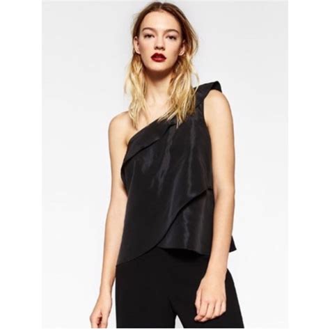 Zara Tops Nwt Black Zara One Shoulder Top Poshmark