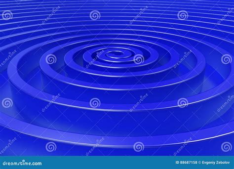 Blue Concentric Spiral On Blue Background Stock Illustration