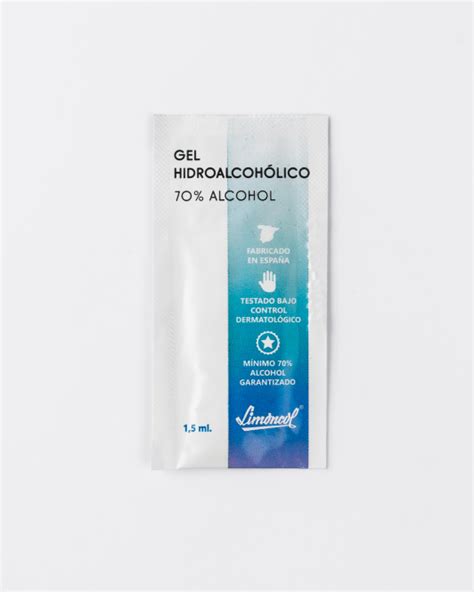 Sobres monodosis de gel hidroalcohólico Geles hidroalcohólicos Limoncol