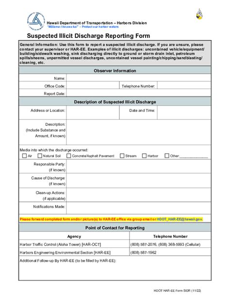 Fillable Online Suspected Illicit Discharge Reporting Form Fax Email