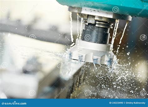 Close Up Process Of Metal Machining By Mill Stock Photo Image 24223490