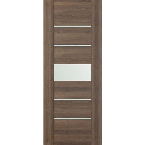 Belldinni Vona 07 06 32 In X 80 In No Bore 5 Lite Frosted Glass Pecan Nutwood Composite Wood