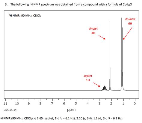 Solved Use The 1h Nmr Spectra And The Given Chemical Formulae To Determine Course Hero