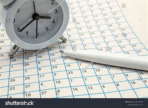 Crossword Puzzle Pencil Leisure Entertainment Clock Stock Photo